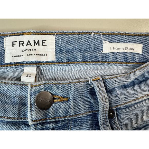 Frame Womens Size 31 L’Homme Skinny Jeans Blue Denim Medium Wash Made in USA - Picture 2 of 13